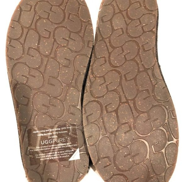 NIB UGG‎ PEARLE SUEDE SHEARLING SLIP ON SLIPPERS BLACK - Picture 6 of 7